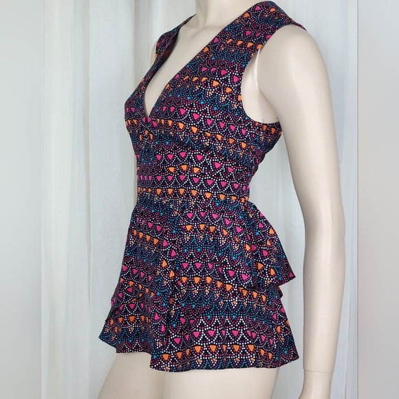 Nanette Lepore silk peplum tank top blouse 10 - Picture 2 of 8